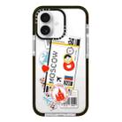 For iPhone 16 Plus Simple Illustration Pattern Full Coverage Phone Case(Travel Ticket B) - 1