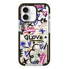 For iPhone 16 Plus Simple Illustration Pattern Full Coverage Phone Case(Graffiti Letters C) - 1