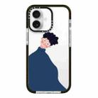 For iPhone 16 Plus Simple Illustration Pattern Full Coverage Phone Case(Sweater Couple A) - 1