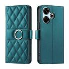 For Xiaomi Poco M6 4G Ring Buckle Rhombic Leather Phone Case(Green) - 1
