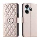 For Xiaomi Poco M6 4G Ring Buckle Rhombic Leather Phone Case(Rose Gold) - 1