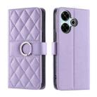 For Xiaomi Poco M6 4G Ring Buckle Rhombic Leather Phone Case(Purple) - 1