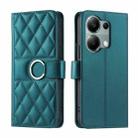 For Xiaomi Poco M6 Pro 4G Ring Buckle Rhombic Leather Phone Case(Green) - 1