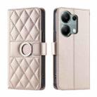 For Xiaomi Poco M6 Pro 4G Ring Buckle Rhombic Leather Phone Case(Rose Gold) - 1