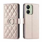 For Xiaomi Poco C65 / M6 Ring Buckle Rhombic Leather Phone Case(Rose Gold) - 1