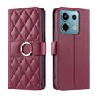 For Xiaomi Poco X6 5G Global Ring Buckle Rhombic Leather Phone Case(Red) - 1