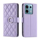 For Xiaomi Poco X6 5G Global Ring Buckle Rhombic Leather Phone Case(Purple) - 1