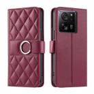 For Xiaomi 13T / 13T Pro Ring Buckle Rhombic Leather Phone Case(Red) - 1