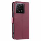 For Xiaomi 13T / 13T Pro Ring Buckle Rhombic Leather Phone Case(Red) - 3