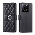 For Xiaomi 13T / 13T Pro Ring Buckle Rhombic Leather Phone Case(Black) - 1