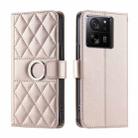 For Xiaomi 13T / 13T Pro Ring Buckle Rhombic Leather Phone Case(Rose Gold) - 1