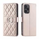 For Xiaomi Poco F5 Ring Buckle Rhombic Leather Phone Case(Rose Gold) - 1