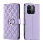 For Xiaomi Poco C55 Ring Buckle Rhombic Leather Phone Case(Purple) - 1