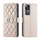 For Xiaomi 12T / 12T Pro Ring Buckle Rhombic Leather Phone Case(Rose Gold) - 1