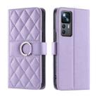 For Xiaomi 12T / 12T Pro Ring Buckle Rhombic Leather Phone Case(Purple) - 1