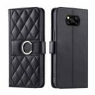 For Xiaomi Poco X3 / X3 NFC / X3 Pro Ring Buckle Rhombic Leather Phone Case(Black) - 1