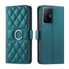 For Xiaomi 11T / 11T Pro Ring Buckle Rhombic Leather Phone Case(Green) - 1