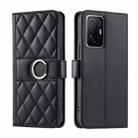 For Xiaomi 11T / 11T Pro Ring Buckle Rhombic Leather Phone Case(Black) - 1