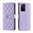 For Xiaomi 11T / 11T Pro Ring Buckle Rhombic Leather Phone Case(Purple) - 1
