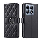 For Xiaomi 14T Ring Buckle Rhombic Leather Phone Case(Black) - 1
