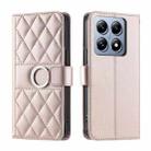 For Xiaomi 14T Ring Buckle Rhombic Leather Phone Case(Rose Gold) - 1
