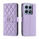 For Xiaomi 14T Ring Buckle Rhombic Leather Phone Case(Purple) - 1