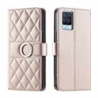 For Realme 8 4G / 8 Pro 4G Ring Buckle Rhombic Leather Phone Case(Rose Gold) - 1