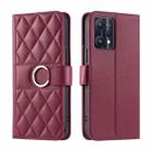 For Realme 9 Pro / V25 / 9 5G EU Ring Buckle Rhombic Leather Phone Case(Red) - 1