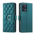 For Realme 9 Pro / V25 / 9 5G EU Ring Buckle Rhombic Leather Phone Case(Green) - 1