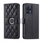 For Realme 9 Pro / V25 / 9 5G EU Ring Buckle Rhombic Leather Phone Case(Black) - 1