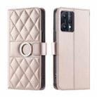 For Realme 9 Pro / V25 / 9 5G EU Ring Buckle Rhombic Leather Phone Case(Rose Gold) - 1