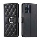 For Realme 9 Pro+ / 9 4G Ring Buckle Rhombic Leather Phone Case(Black) - 1