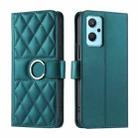 For Realme 9i Ring Buckle Rhombic Leather Phone Case(Green) - 1