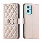 For Realme 9i Ring Buckle Rhombic Leather Phone Case(Rose Gold) - 1