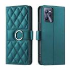 For Realme C35 4G Ring Buckle Rhombic Leather Phone Case(Green) - 1