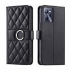 For Realme C35 4G Ring Buckle Rhombic Leather Phone Case(Black) - 1