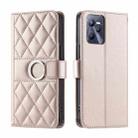 For Realme C35 4G Ring Buckle Rhombic Leather Phone Case(Rose Gold) - 1