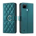 For Realme C21Y / C25Y Ring Buckle Rhombic Leather Phone Case(Green) - 1