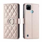 For Realme C21Y / C25Y Ring Buckle Rhombic Leather Phone Case(Rose Gold) - 1