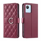 For Realme C30 / C30S Ring Buckle Rhombic Leather Phone Case(Red) - 1