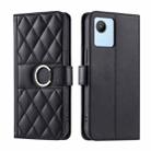 For Realme C30 / C30S Ring Buckle Rhombic Leather Phone Case(Black) - 1