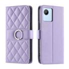 For Realme C30 / C30S Ring Buckle Rhombic Leather Phone Case(Purple) - 1