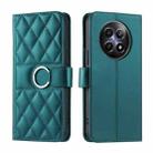 For Realme 12 5G Global Ring Buckle Rhombic Leather Phone Case(Green) - 1