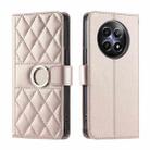For Realme 12 5G Global Ring Buckle Rhombic Leather Phone Case(Rose Gold) - 1