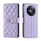 For Realme 12 5G Global Ring Buckle Rhombic Leather Phone Case(Purple) - 1