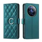 For Realme 12+ 5G Global Ring Buckle Rhombic Leather Phone Case(Green) - 1