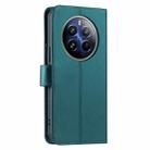 For Realme 12+ 5G Global Ring Buckle Rhombic Leather Phone Case(Green) - 3