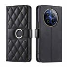 For Realme 12+ 5G Global Ring Buckle Rhombic Leather Phone Case(Black) - 1