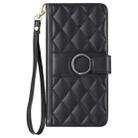 For Realme 12+ 5G Global Ring Buckle Rhombic Leather Phone Case(Black) - 2