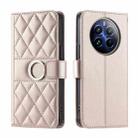 For Realme 12+ 5G Global Ring Buckle Rhombic Leather Phone Case(Rose Gold) - 1